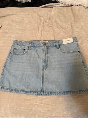 Abercrombie Light Wash Denim Mini Skirt - High Rise